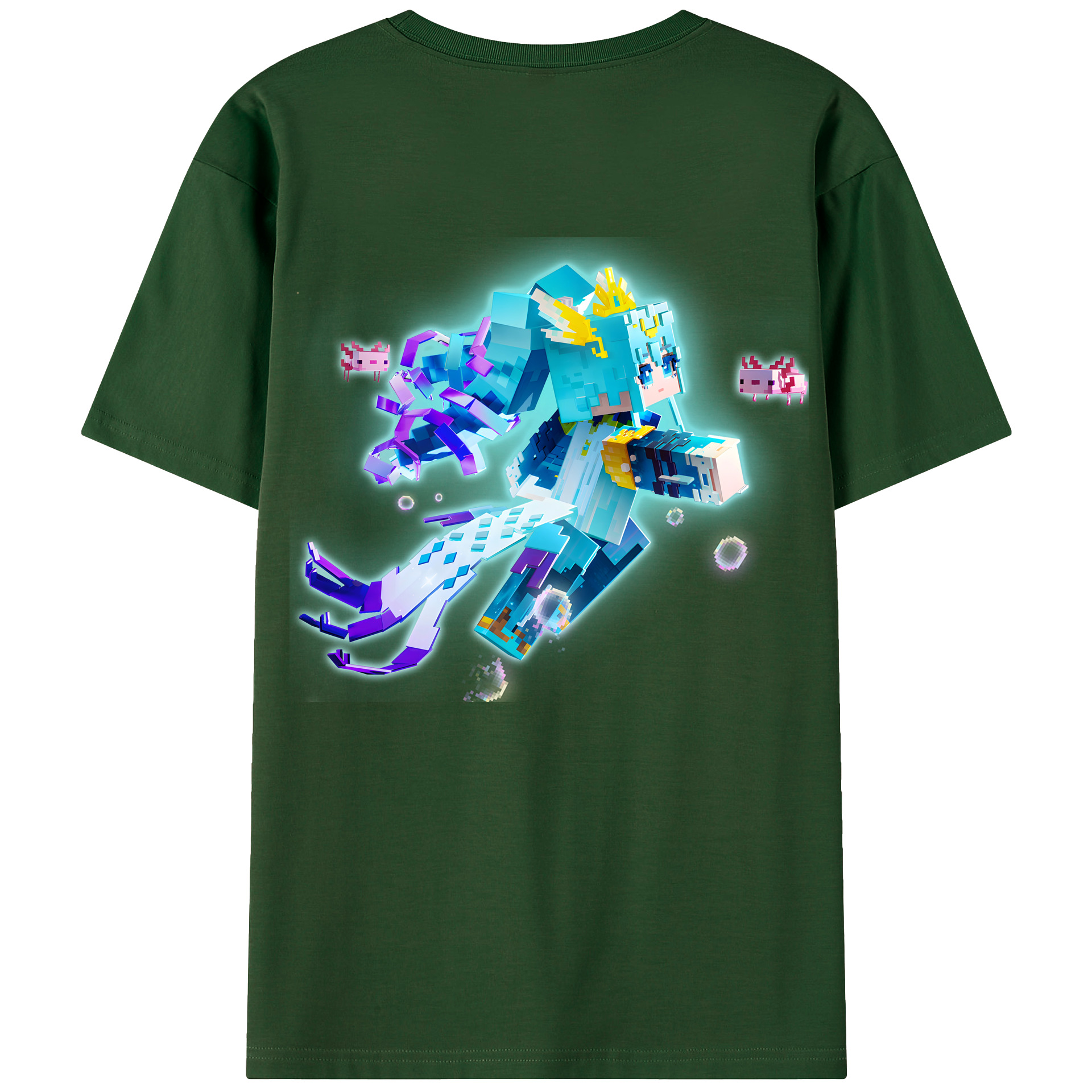 （画像用） マインクラフト ブロックの世界 Minecraft MC Block world 綿100％半袖Tシャツ（背面プリント）